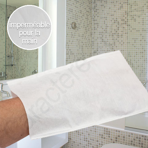 Gant de toilette jetable blanc (100 pièces) - 393217